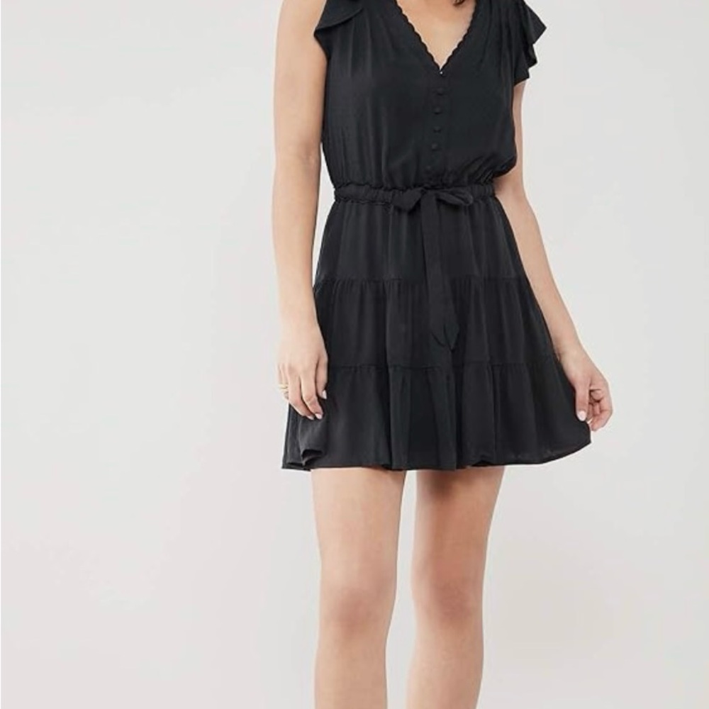 PAIGE Black Ruffle Mini Dress